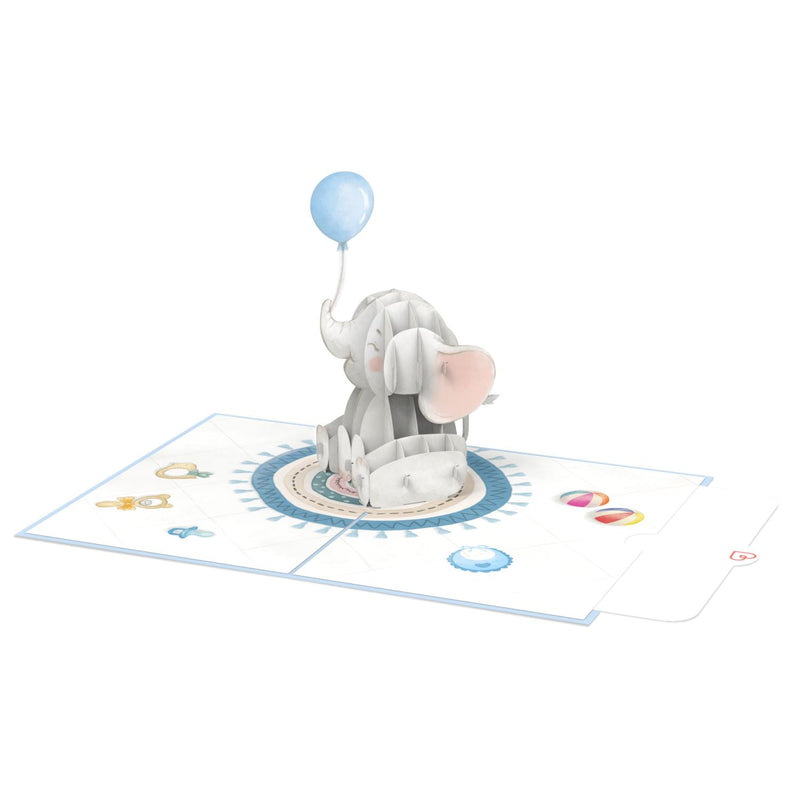 Baby-Elefant (Blau) Pop-Up Karte