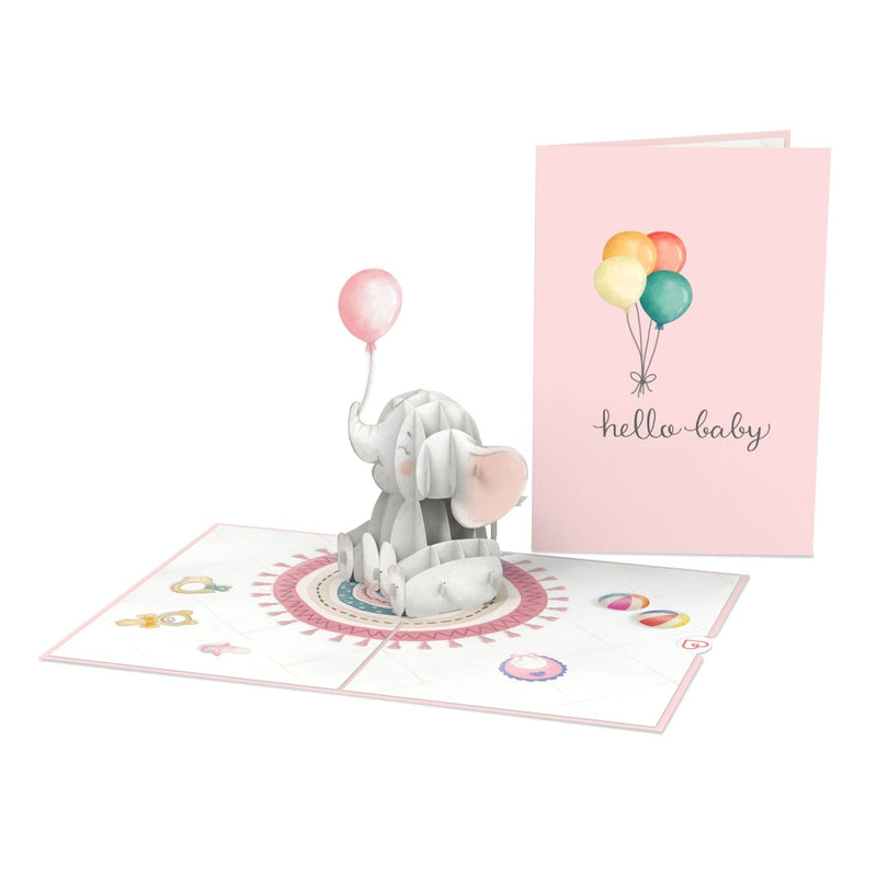 Baby-Elefant (Rosa) Pop-Up Karte