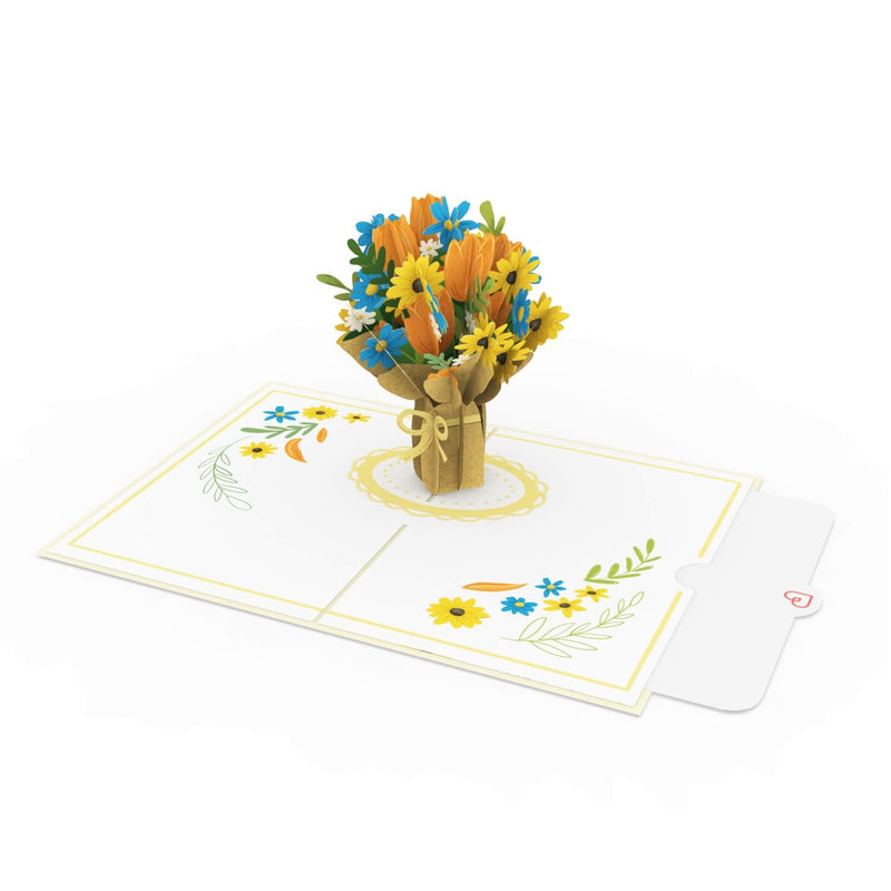 Blumenstrauß in Packpapier Pop-Up Karte