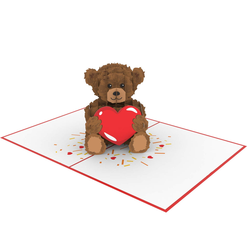 Pop Up Karte „Teddy Mit Herz“ – 3D Geburtstags-, Valentins- & Hochzeitskarte, Handgefertigt