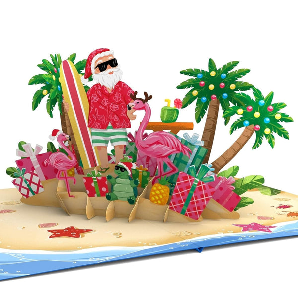 Weihnachtsmann am Strand Pop-Up Karte